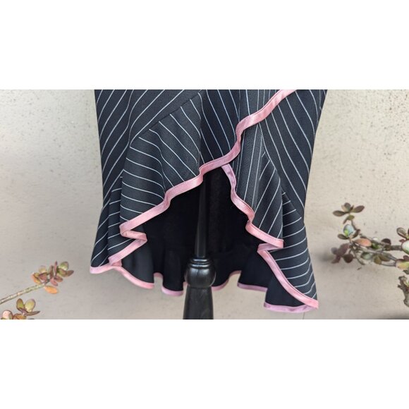 💜Pinstripe Halter Dress with Pink Rose Accent - Picture 6 of 13